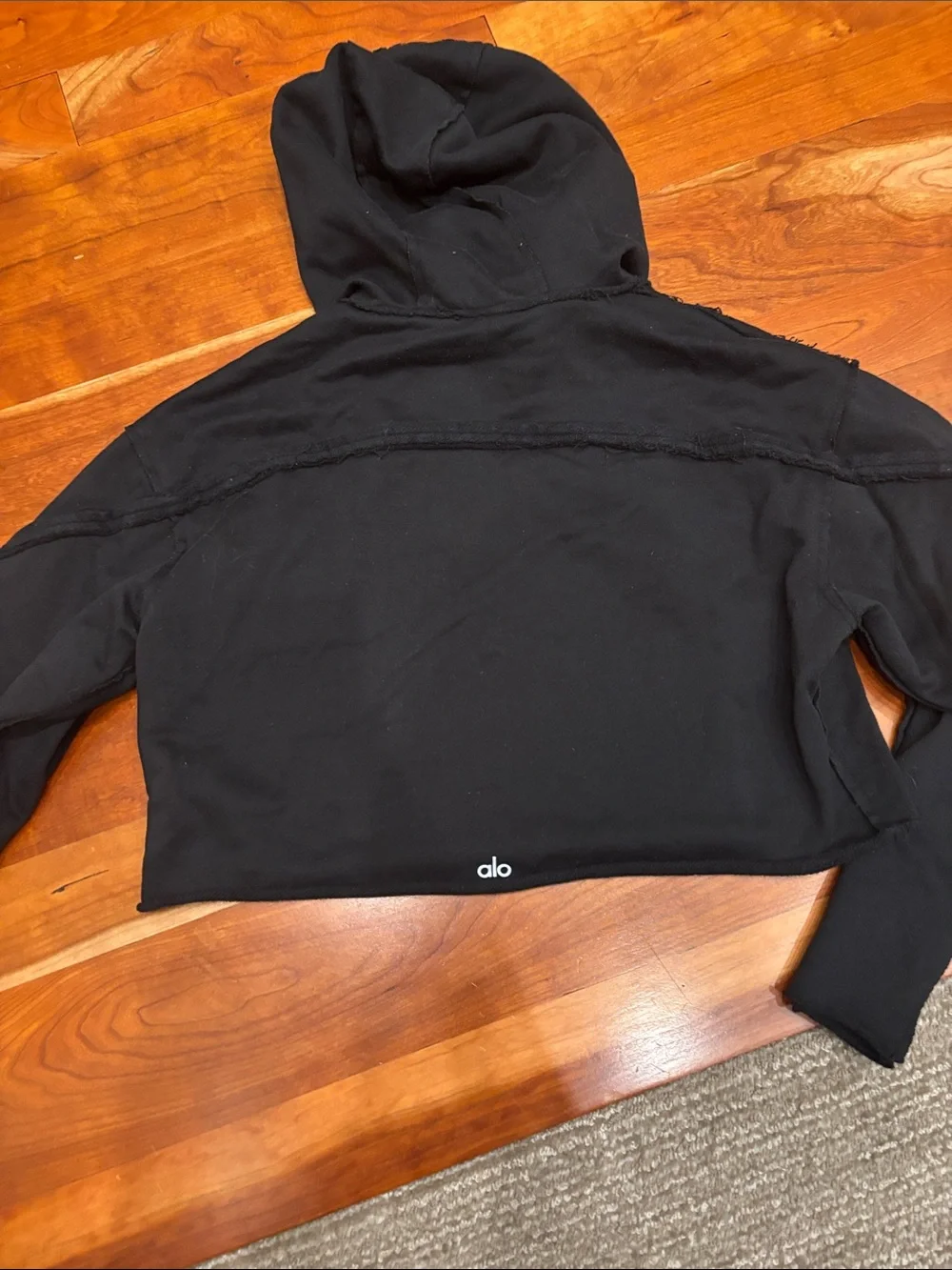 Black Cropped Hoodie Top